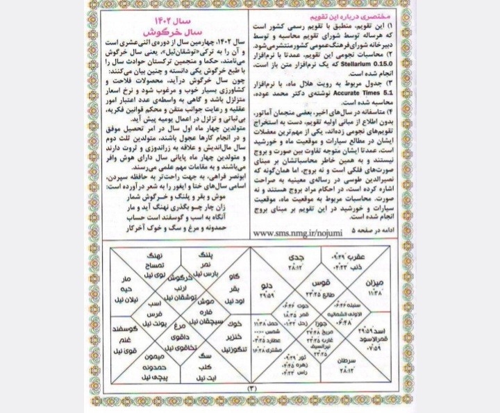 تقویم نجومی سال1402